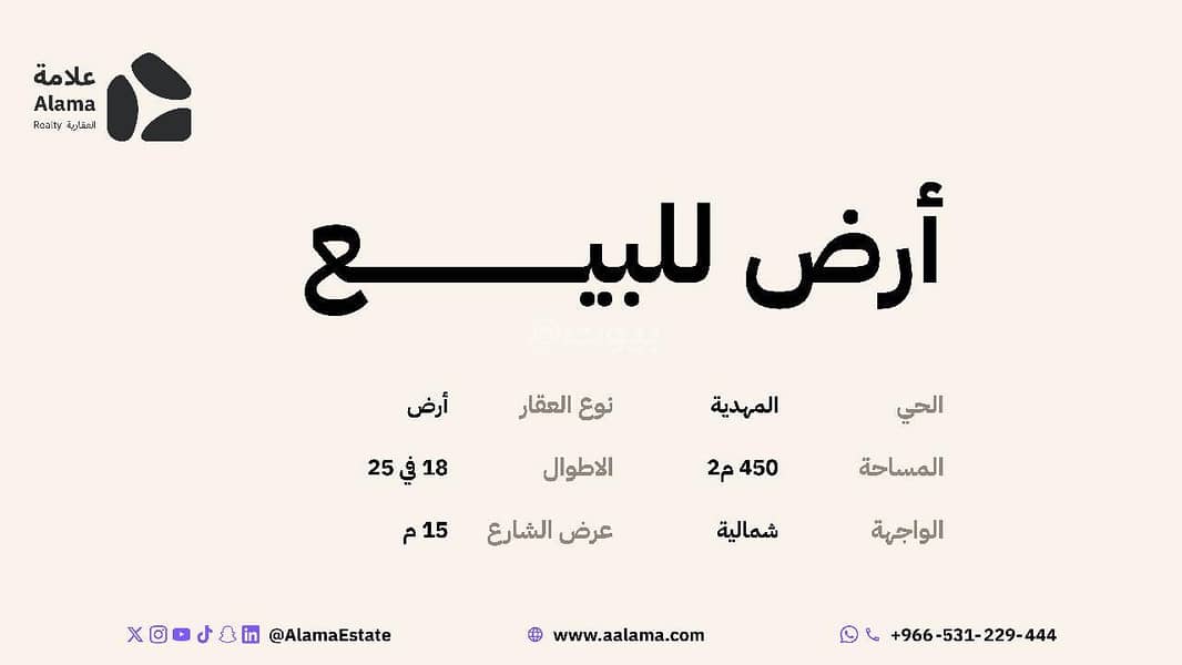 للبيع أرض سكنية في حي المهدية – غرب الرياض للبيع أرض سكنية في حي المهدية – غرب الرياض