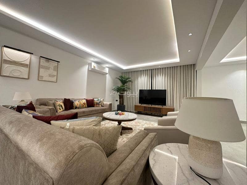 شقة غرفتين نوم مؤثثة في حي الملقا للايجار.