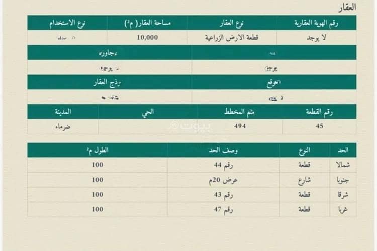 ارض زراعيه مساحتها ١٠٠٠٠م ، منطقة مرات الرياض ارض زراعيه مساحتها ١٠٠٠٠م ، منطقة مرات الرياض