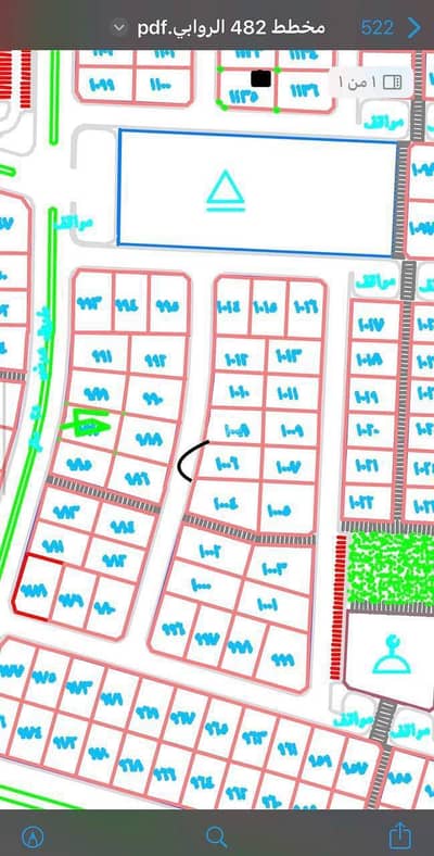 Residential Land for Sale in Al Rawabi, Jazan - Piece number 1006 in the 482 plan, Al-Rawabi neighborhood, located in the King Abdullah district of Jazan city.
