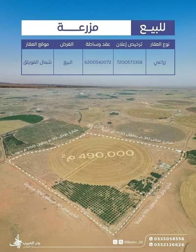 Farm for Sale in Alfwylq Farms 2, Alfwylq Al Qassim Region - Farm For Sale in Alfwylq Farms 2, Al Qassim Region