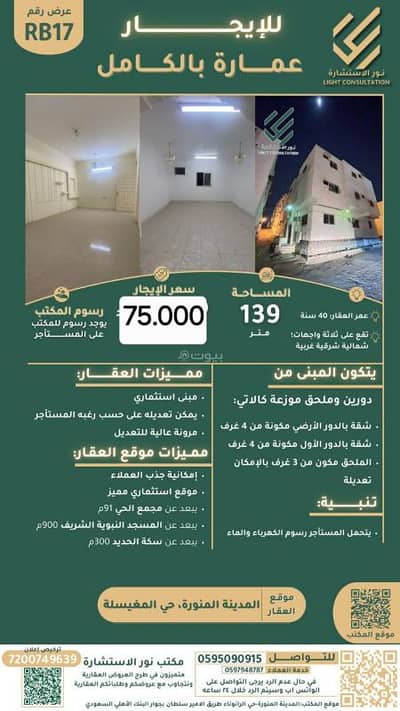 11 Bedroom Residential Building for Rent in Al Mughaisilah, Madina - Residential building for rent in Al-Mughay Salah, near the Haram