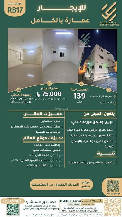 عمارة سكنية للايجار في المغيسلة، المدينة المنورة - للايجار عمارة بالكامل عمارة سكنية للايجار في المغيسلة، المدينة المنورة - للايجار عمارة بالكامل