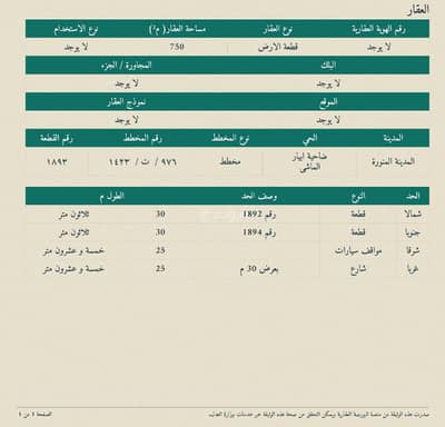Residential Land for Sale in Abyar al Mashi, Madina - Residential land for sale in Abyar Mashi – 750 m² – Medina