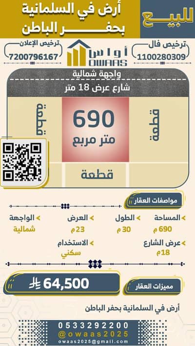 Residential Land for Sale in Al Sulimaniyah, Hafar Al Batin - Residential Land For Sale in Al Sulimaniyah, Hafar Al Batin