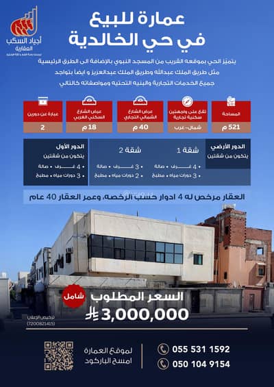 عمارة سكنية  للبيع في الخالدية، المدينة المنورة - عمارة للبيع في الخالدية، المدينة المنورة