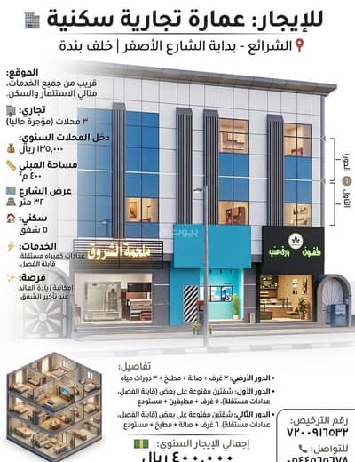 Commercial Building for Rent in As Salam, Makkah - For rent: a commercial-residential building Al-Sharāʿiyah – at the beginning of the Yellow Street Behind Bawda (Barda)