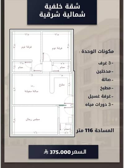 شقة 3 غرف نوم للبيع في شمال جدة، جدة - شقة للبيع في شارع الامير عبدالمجيد, حي الصواري, مدينة جدة, منطقة مكة المكرمة