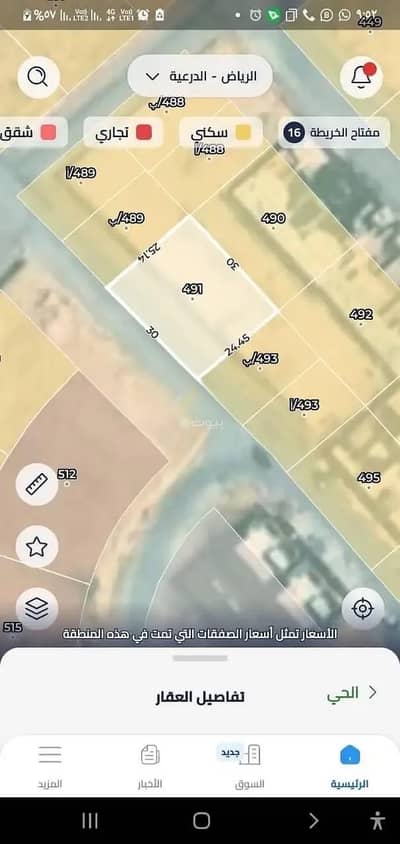 ارض سكنية  للبيع في ظهره العودة غرب، الدرعية - ارض سكنية للبيع الدرعية, ظهره العودة غرب