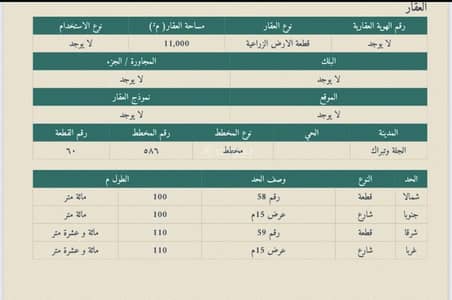 ارض سكنية  للبيع في مزارع الشهيبيه، الدوادمي - أرض زراعية مميزة بصك الكتروني مساحه ١١ ألف وعلى شارعين وبسعر ممتاز