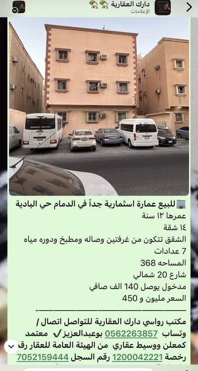 عمارة سكنية  للبيع في البادية، الدمام - للبيع عمارة اسثمارية مدخول اكثر من 10٪