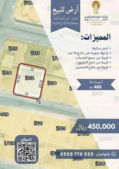 ارض سكنية  للبيع في حي المباركية، عرعر منطقة الحدود الشماليه - أرض سكنية للبيع في حي المباركية، عرعر منطقة الحدود الشمالية
