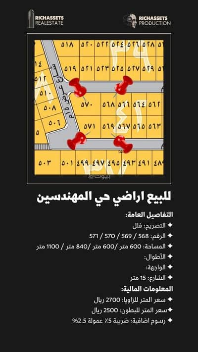 1 Bedroom Residential Land for Sale in Al Sadafah, Dammam - For sale: a set of lands in the engineers neighborhood