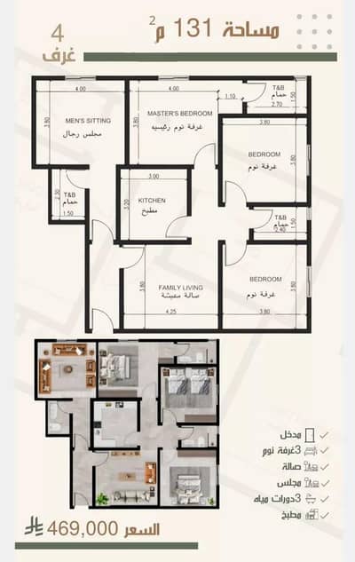 4 Bedroom Flat for Sale in North Jeddah, Jeddah - Apartment For Sale in Al Nuzhah, Jeddah 4 Bedroom Flat for Sale in North Jeddah, Jeddah - Apartment For Sale in Al Nuzhah, Jeddah