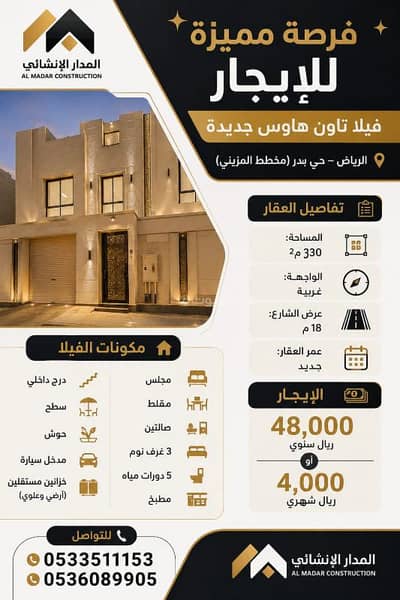 3 Bedroom Villa for Rent in South Riyadh, Riyadh - A unique rental opportunity – a new Villa Townhouse in the Badr neighborhood, Al-Mazini Project, Riyadh 3 Bedroom Villa for Rent in South Riyadh, Riyadh - A unique rental opportunity – a new Villa Townhouse in the Badr neighborhood, Al-Mazini Project, Riyadh