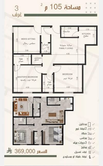 شقة 3 غرف نوم للبيع في شمال جدة، جدة - شقة للبيع في شارع ثلوث بني شهر, حي النزهة, مدينة جدة, منطقة مكة المكرمة