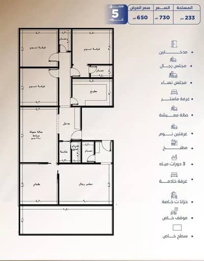 5 Bedroom Flat for Sale in North Jeddah, Jeddah - Apartment For Sale in Al Nuzhah, Jeddah