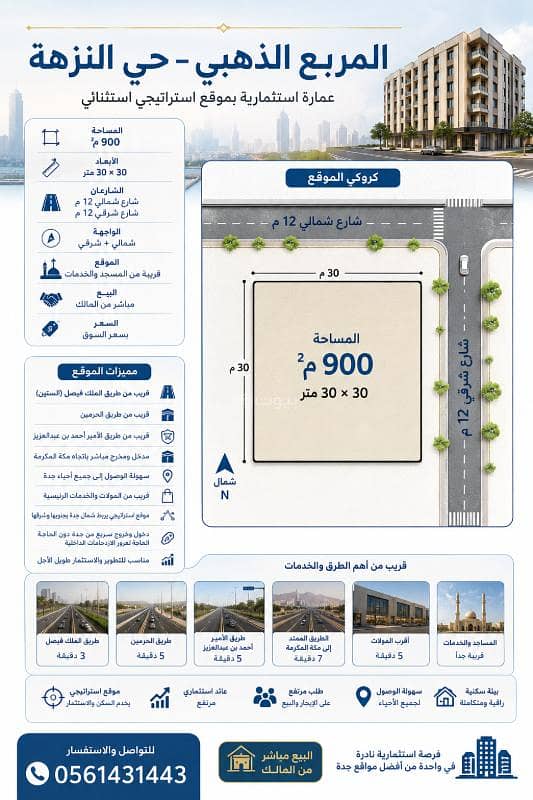 حي النزهة، أرض للبيع جدة، عقار استثماري، أرض على شارعين، المربع الذهبي، تطوير عقاري، مطور عقاري، شمال جدة، قرب المطار، طريق المدينة، شارع حراء، شارع الستين ، شارع الأمير سلطان بن سلمان، فرصة استثمارية، أرض سكنية، أرض تطويرية، من المالك مباشرة.