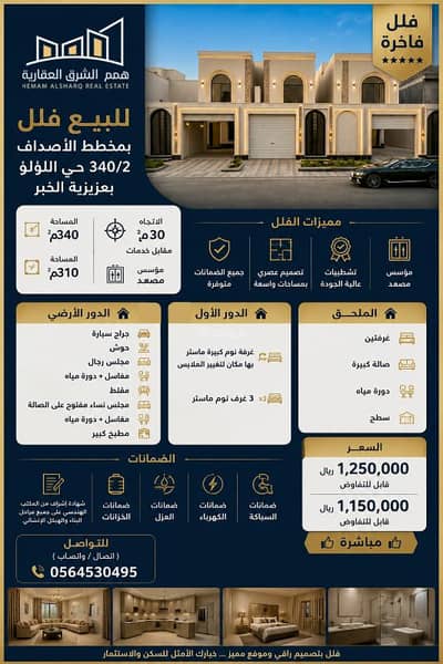 6 Bedroom Villa for Sale in Al Lulu, Al Khobar - For sale: luxurious villas in Al-Usfoaf (al-Ashdaf) plan 340/2 – Pearl District 6 Bedroom Villa for Sale in Al Lulu, Al Khobar - For sale: luxurious villas in Al-Usfoaf (al-Ashdaf) plan 340/2 – Pearl District