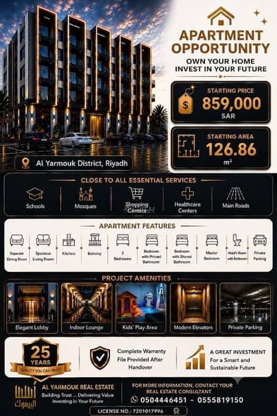 4 Bedroom Flat for Sale in East Riyadh, Riyadh - Apartment consisting of 4 bedrooms for sale in Al-Yarmouk 4 Bedroom Flat for Sale in East Riyadh, Riyadh - Apartment consisting of 4 bedrooms for sale in Al-Yarmouk