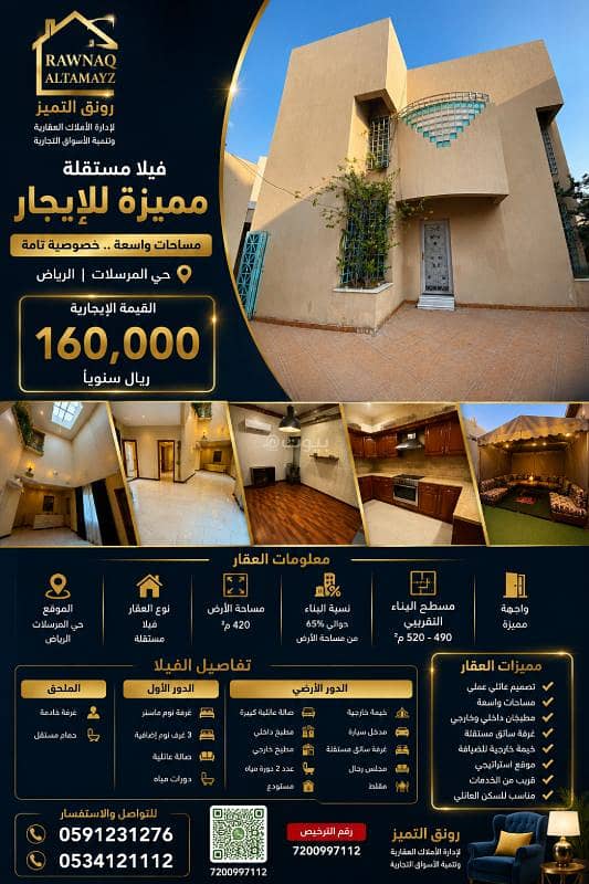 A villa for rent on Ibn Muzayyin Street, Al Mursalat District, Riyadh City. A villa for rent on Ibn Muzayyin Street, Al Mursalat District, Riyadh City.