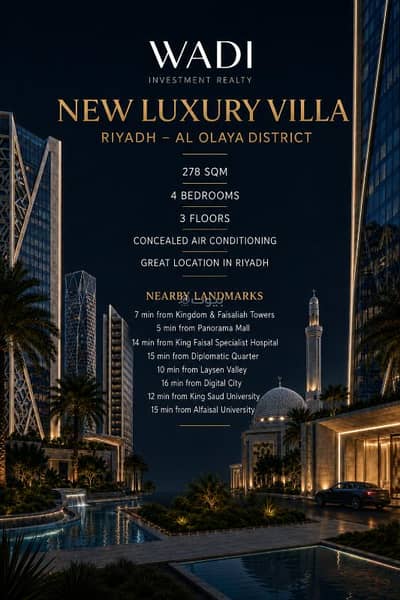 4 Bedroom Villa for Sale in North Riyadh, Riyadh - New Luxury Villa Olaya 4 Bedroom Villa for Sale in North Riyadh, Riyadh - New Luxury Villa Olaya