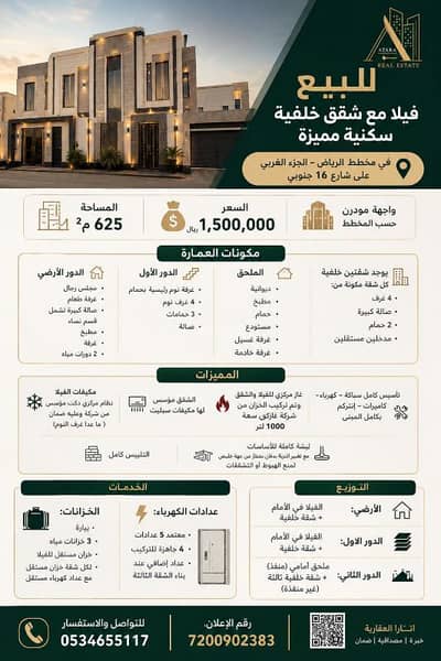 10+ Beds Villa for Sale in North Jeddah, Jeddah - Villa in North Jeddah，Al Riyadh 11 bedrooms 1500000 SAR - 88024524