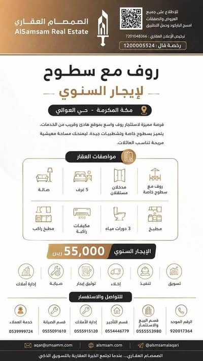 فلیٹ 5 غرف نوم للايجار في العوالي، مكة - شقة للإيجار في شارع السلسبيل, حي العوالي, مدينة مكة المكرمة فلیٹ 5 غرف نوم للايجار في العوالي، مكة - شقة للإيجار في شارع السلسبيل, حي العوالي, مدينة مكة المكرمة
