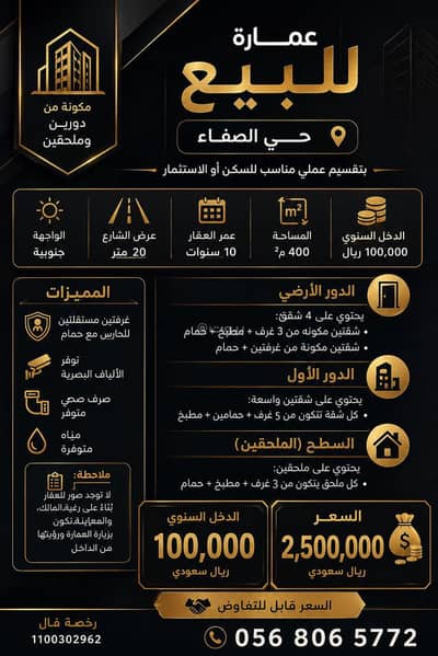 10+ Beds Villa for Sale in North Jeddah, Jeddah - Villa in North Jeddah，Al Safa 11 bedrooms 2500000 SAR - 87933963