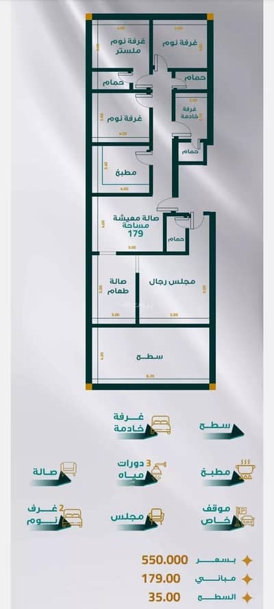 4 Bedroom Flat for Sale in North Jeddah, Jeddah - Apartment for sale in Buraidah Street, Marikh District, Jeddah City, Makkah Region
