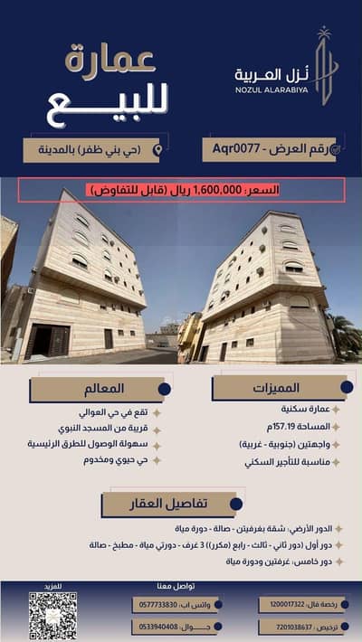 عمارة سكنية للبيع في بني ظفر، المدينة المنورة - مبنى سكني للبيع في بني ظفار، المدينة المنورة عمارة سكنية للبيع في بني ظفر، المدينة المنورة - مبنى سكني للبيع في بني ظفار، المدينة المنورة