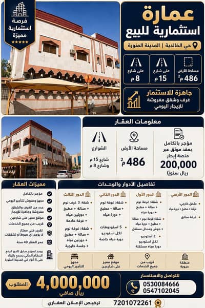 Residential Building for Sale in Al Khalidyah, Madina - Investment building for sale in Al-Khalidiyah, Medina