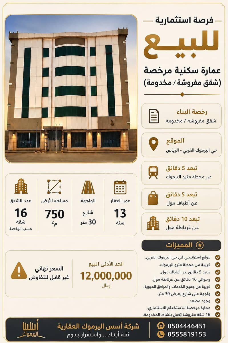 فرصة استثمارية للبيع | عمارة سكنية مرخصة (شقق مفروشة/مخدومة) فرصة استثمارية للبيع | عمارة سكنية مرخصة (شقق مفروشة/مخدومة)