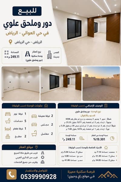 دور 9 غرف نوم للبيع في غرب الرياض، الرياض - فرصة استثنائية للبيع | دور وملحق علوي بحي العوالي – الرياض دور 9 غرف نوم للبيع في غرب الرياض، الرياض - فرصة استثنائية للبيع | دور وملحق علوي بحي العوالي – الرياض